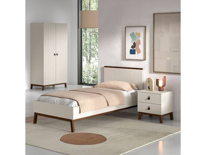 Kinderzimmerset Sezane 3-teilig 99cm Weiß/Beige