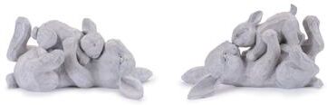 Laying Rabbit with Baby Bunny Figurine Set of 2 by Melrose in Gray (Size ONE SIZE)