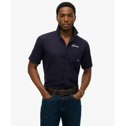 Superdry für Herren. M4011007A Resort Merchant Store navy Hemd (L), Lässig, Leinen, Kurzarm, Marine