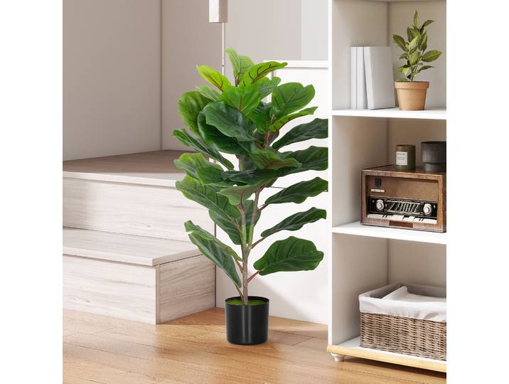 HOMCOM Fausse Plante Ficus 80cm avec Pot Vert Intérieur Maison