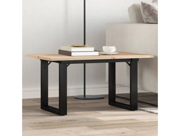 TEKGHUT Couchtisch O-Gestell 80x50x40cm Massivholz Kiefer und Stahl Massivholz Kiefer, Stahlgestell O-Form, 80x50x40cm, Wohnzimmer, Naturholz, stabil