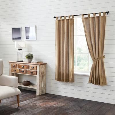 VHC Brands Stitched Burlap Natural Short Panel Set of 2 63x36