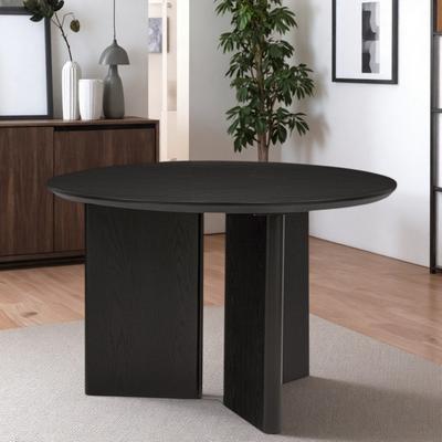 ZWYO HOSIMU "46"" Japandi Round Dining Table, Wood Kitchen Table with Fluted Design Legs for 4"