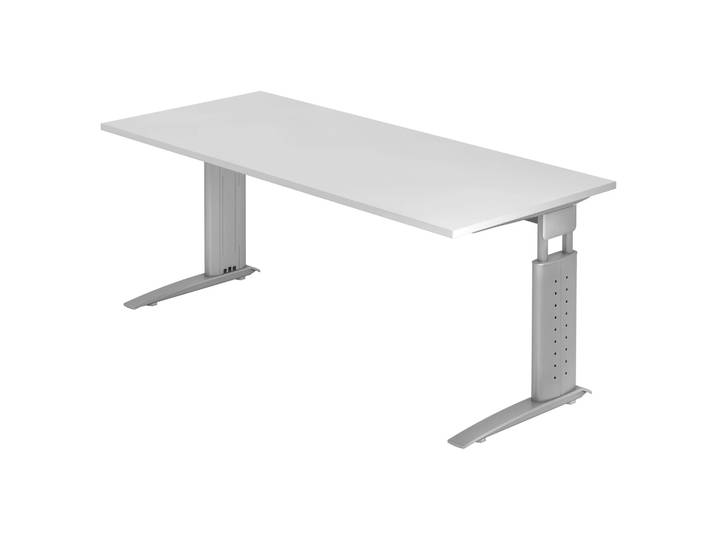 UNDA 19 S Schreibtisch 180 x 80 höhenverstellbar Weiß/Silber