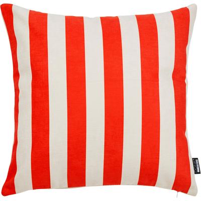 Dekokissen DONE. "STRIPES", rot (beige, neon orange, schriftzug), B:45cm L:45cm, Polyester, Dekokissen_Sitzkissen_Kissenhüllen, Extra weiche Haptik