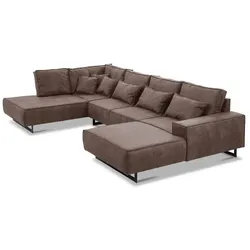 filippo Wohnlandschaft Antwerp Mikrofaser Braun Graubraun 361 cm