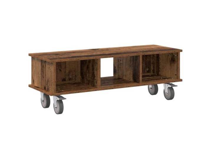 KUPTYERFG TV Board Altholz-Optik 100x35x35 cm Fernsehtisch Holzwerkstoff Kompakte Lowboard Konsole mit Kabeldurchführung und offenen Fächern für Wohnzimmer und Schlafzimmer.