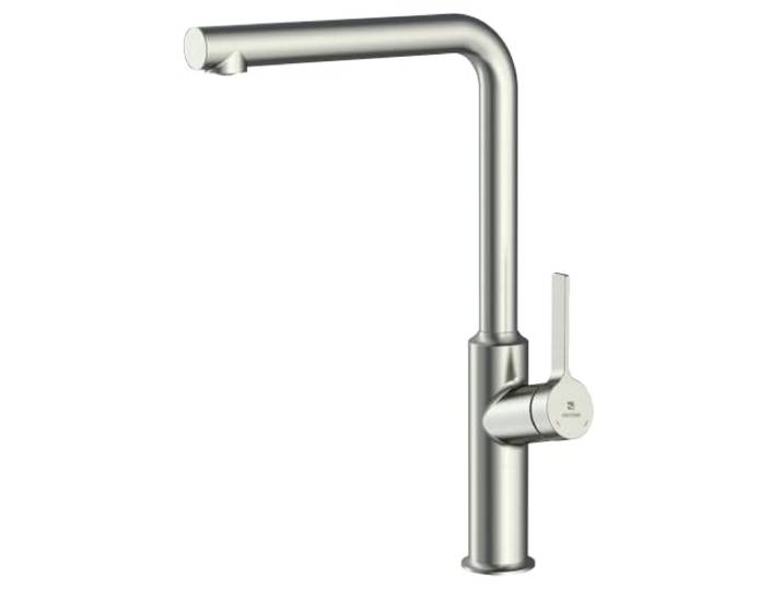 Bächlein Design-Küchenarmatur Arvo Edelstahl Gebürstet Spültisch-Armatur für die Küche - Einhand-Küchen-Wasserhahn mit hohem, geradlinigen Auslauf und 360°-Schwenkfunktion