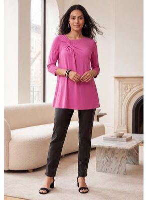 Plus Size Women's Twist-Front Trapeze Tunic by Jessica London in Deep Orchid (Size S)