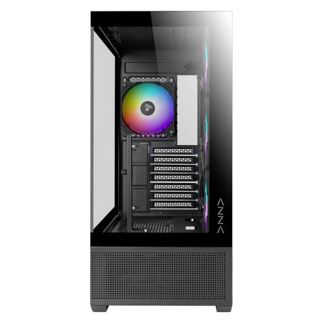 Azza Boitier Moyen Tour ATX Tiara RGB avec panneaux vitrés (Noir) (ATX, ITX, mATX) (CSAZ-501B)