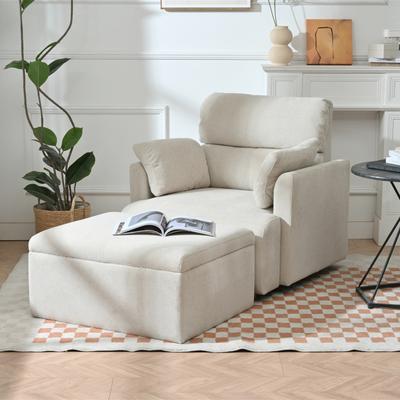 Loedds Modern Oversized Snowflake Velvet Accent Chair with Storage Ottoman and Deep Seat