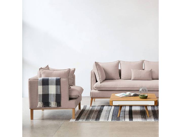Sessel Sulviken Webstoff Beige Stoff Dona 100 x 86 x 94cm