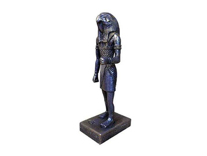 Mankvis Alte Ägyptische Horus Statue, Harz Horus Skulptur Modell Nachahmung Metallfarbe Büro Desktop Weinschrank Bar Dekoration Ornamente 21 × 8 × 7CM