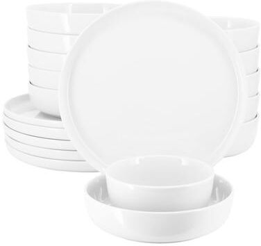 Elama 18 Piece Porcelain Dinnerware Set in White