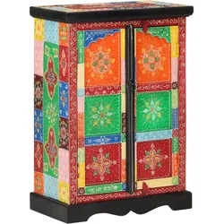 vidaXL Sideboard Handbemalt mit Türen 53x30x75 cm Massivholz Mango