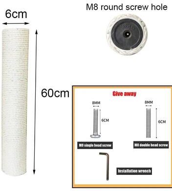 Inspired Finds Heavy Duty Sisal Cat Tree Replacement Post For DIY Climbing Frames 23.62x2.36in
