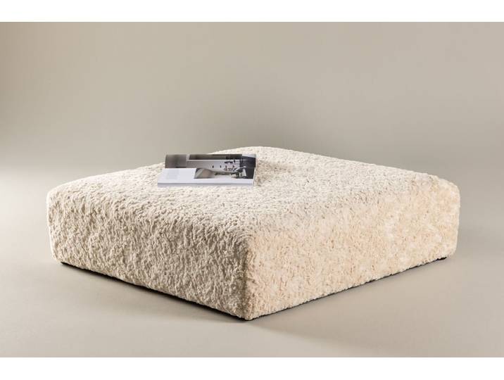 Beistellhocker Farrow – Quadratischer Hocker in Teddyoptik Beige - Beige - Bouclé - Luxusbetten24
