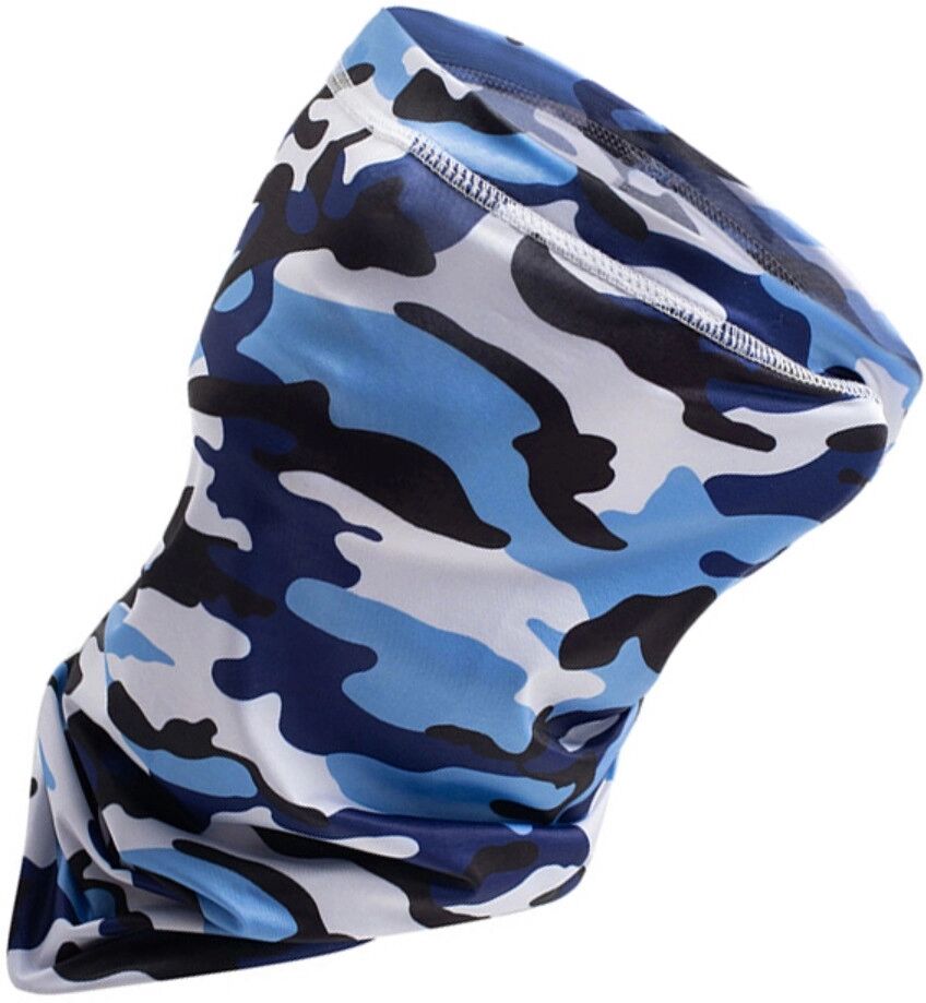 INF Ice-Silk Kühl-Gesichtsmaske – Atmungsaktives Polyester, Multitrageweise, Sonnenschutz, 38.5cm x 22.5cm Blau