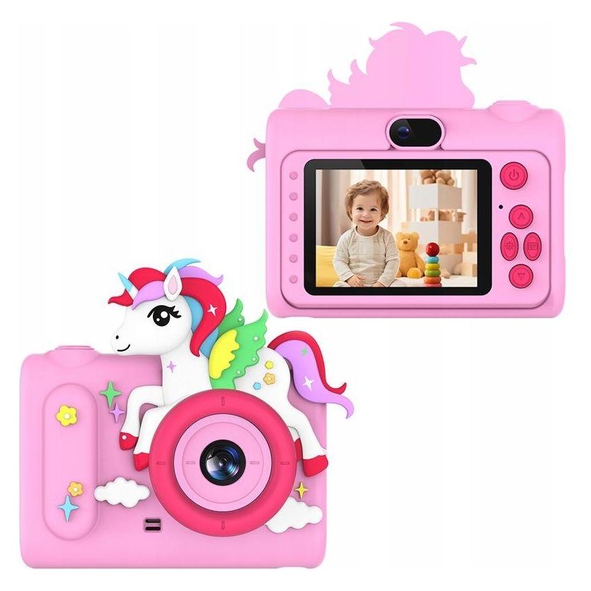 Xrec Aparat Cyfrowy 40mp Kamera Hd Obiektyw Selfie Dla Dziecka Gry Mp3 / H05 / Różowy Jednorożec (XREC)