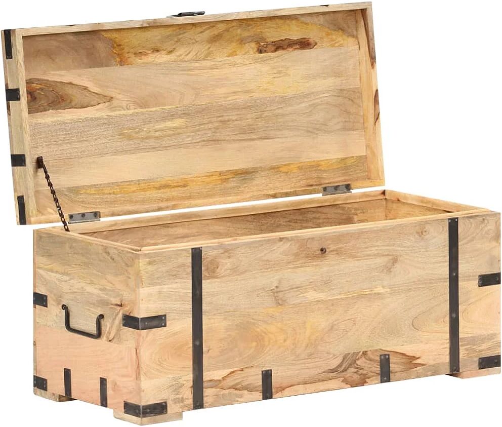 vidaxl Baúl madera maciza de mango 90x40x40 cm