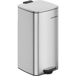 Songmics Mülleimer LTB593E01, metallicsilber, aus Metall, 30 Liter