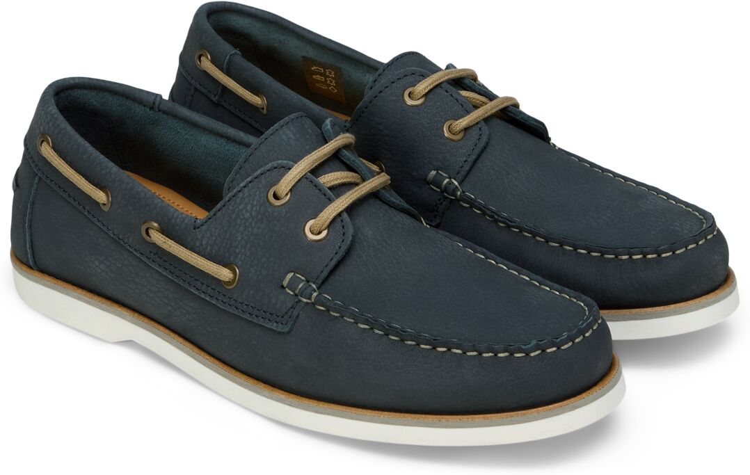 Marc O' Polo Mokassin MARC O'POLO "Nadal", Herren, Gr. 40, blau (dunkelblau), Nubukleder, kontrastfarbene Details, Schuhe Mokassin, Slipper, Sommerschuh, Flat mit Memory Foam