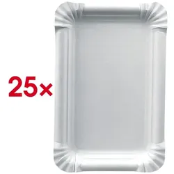 Papstar 25er-Pack Einweg-Teller »pure« aus Frischfaserkarton 13x20 cm weiß, 13x20 cm