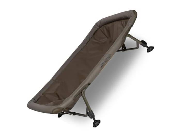 Fox Carpmaster CCC068 Geschweißte Wiege, Karpfenwiege mit gepolstertem Rahmen, unterstützt Fische sicher im Wasser, federbelastete Beine, schwenkbare Schlammfüße, 126 cm x 78 cm, Höhe 30-39 cm