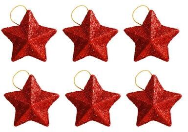 Uplifted Finds Gold Glitter Star Ornament Set   Premium Christmas Tree Pendant & Festive 2025 Holiday Decoration Infrastructure red 6 Pcs