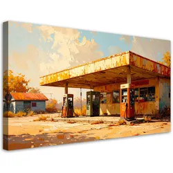 LEINWANDBILD Tankstelle in den USA 80x40cm