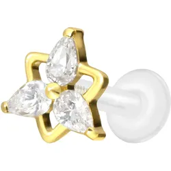 PTFE Labret mit Innengewinde + Titan-Aufsatz KRISTALLBLUME