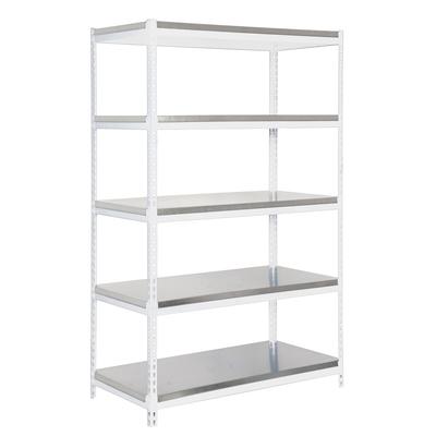 Proregal Schwerlastregal METAL YETI LIGHT FIVE | HxBxT 200x120x60cm | Fachlast 300kg | Weiß