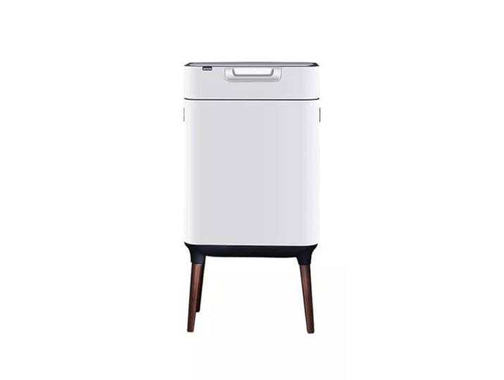 YUHANXINHESHE Edelstahl Hohe Füße Küche Klassifizierten Mülleimer Haushalt Presse Typ Wohnzimmer Büro mit Deckel Licht Luxus Große Kapazität Mülleimer(White,26L)