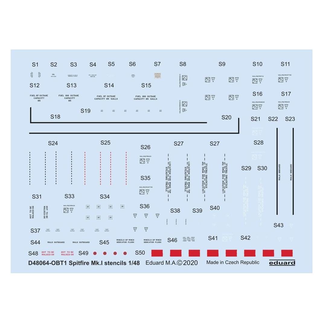 Eduard Spitfire Mk.I stencils for (D48064)