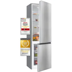 Exquisit Kühl-Gefrierkombination KGC265-70-010E inoxlook | Nutzinhalt: 269 L | 4-Sterne-Gefrieren | LED | Standgerät