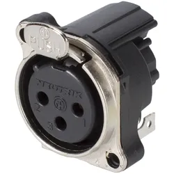 NEUTRIK® XLR, 3-pol , Metall-, Printtechnik horizontal-Einbaubuchse, vergoldete(r) Kontakt(e), Type B, chromfarben