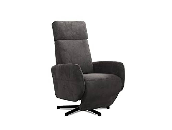 Cavadore TV-Sessel Cobra / Fernsehsessel mit Liegefunktion, Relaxfunktion / Stufenlos manuell verstellbar / Sternfuß, belastbar bis 130 kg / 71 x 110 x 82 / Lederoptik, Dunkelgrau
