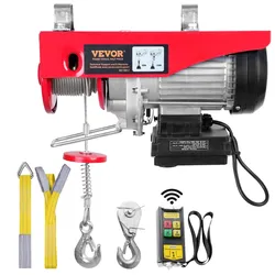 VEVOR 230V Elektrische Seilwinde 400kg bis 800kg Hubhöhe 12m Seilzug Motorwinde 1450W Motor Flaschenzug 10m/min Hubgeschwindigkeit Hebezug mit kabelloser Fernbedienung Seilhebezug Kettenzug