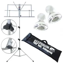 keepdrum MUS2SV Notenständer Silber mit 2 Magnete, Notenständer, Silber, Grau
