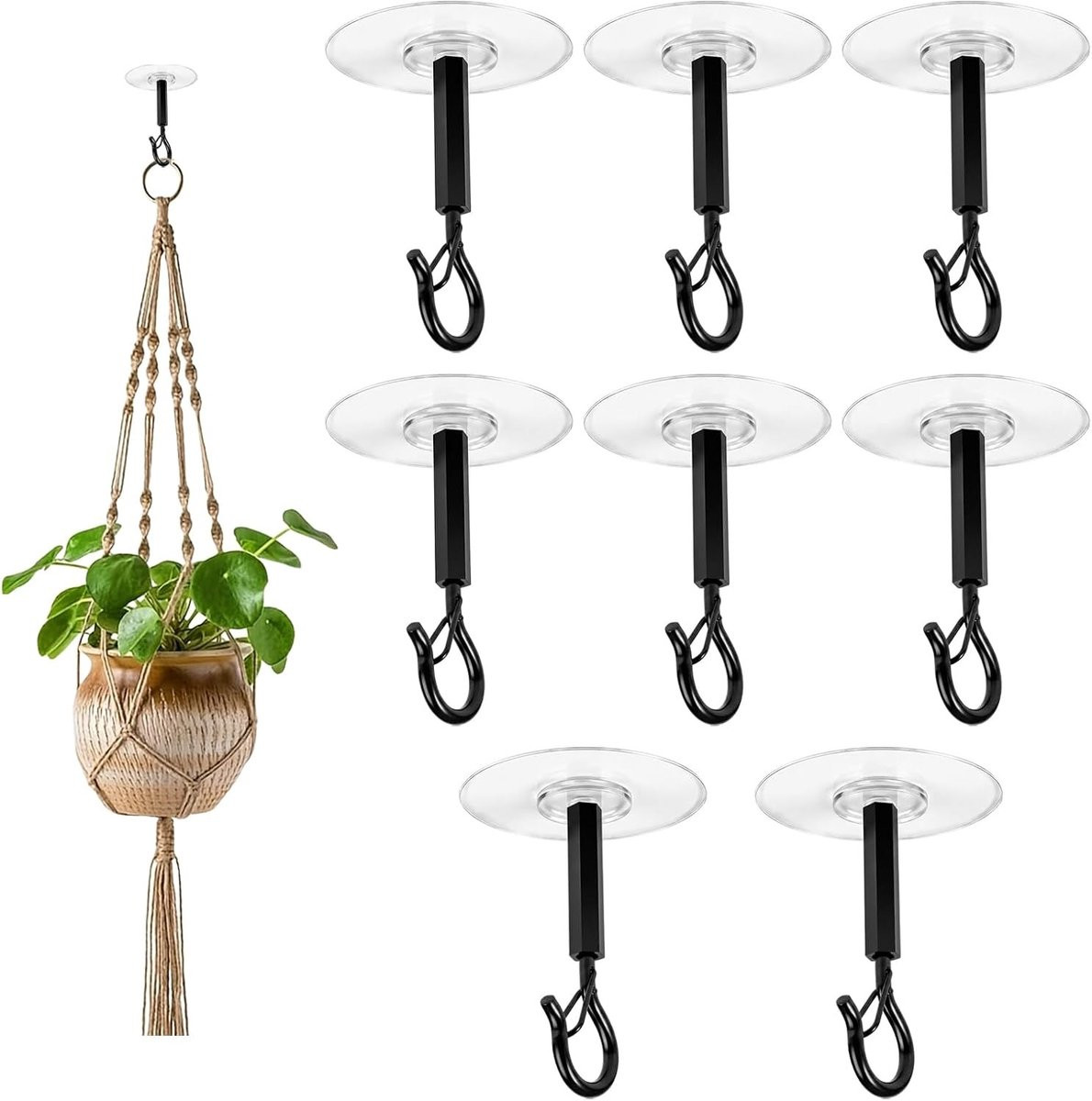 Set van 8 zelfklevende plafondhaken voor decoratie en organisatie