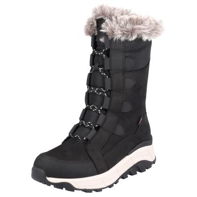 Winterboots RIEKER, Damen, Gr. 36, Schurwolle, schwarz, Leder, Textil, Schuhe Winterboots, Schneeboots, Winterboots mit Lammwollfutter, Fiber Grip Laufsohle