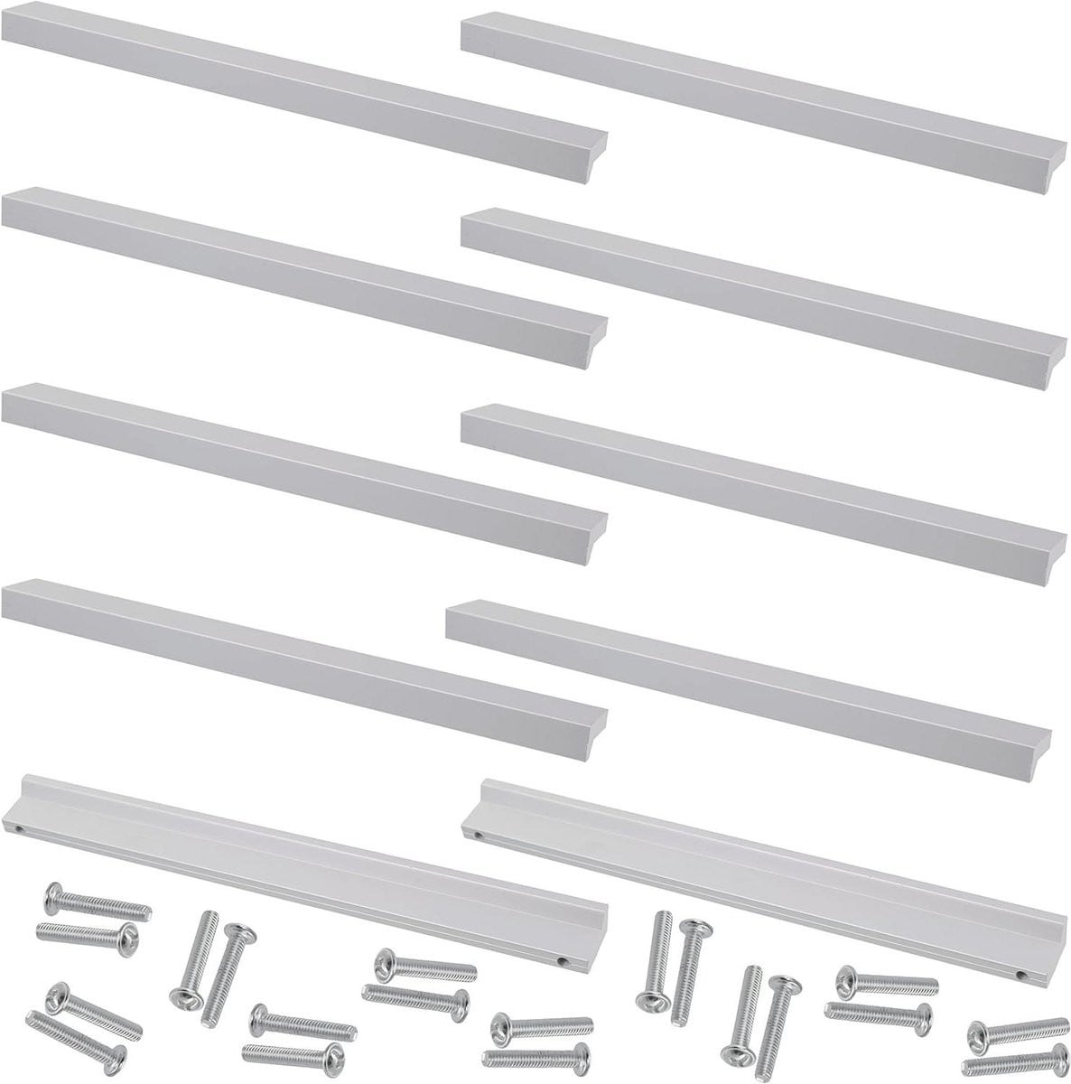 Aluminium meubelgreep in mat zilver, afstand 192 mm