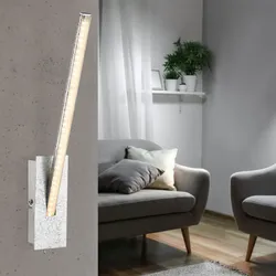 LED Wandlampe Wandleuchte Kristalle Metall Silber H 35 cm Wohnzimmer Schlafzimmer Esszimmer
