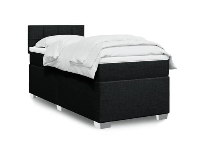 RJPLMFV Komplettes Bett, Stoff, Schwarz, 90 x 190 cm, mit Lattenrost und Matratze