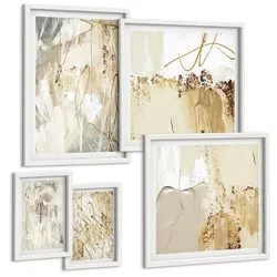 BILDER SET 5er Set - 50x50 cm & 20x30 cm & 40x60 cm Weißer Rahmen - Haus am Wasser, Toastsegelboot