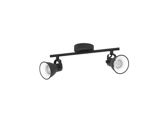 Eglo Plafonnier Seras 1\, lampe de plafond 2 flammes style industriel classique\, projecteur en acier\, lampe de séjour noire\, lampe de cuisine\, spots avec douille GU10