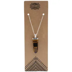 Gemstone Flat Pencil Pendant - Tiger Eye