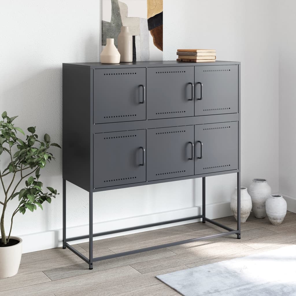 vidaXL Buffet anthracite 100,5x39x107 cm acier