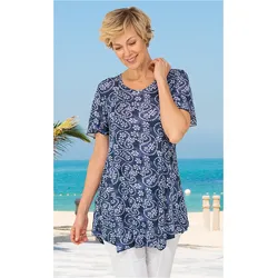 Viskose-Shirt in Druck blau in Größe 40/42 von DW-Shop, Blau, 40/42