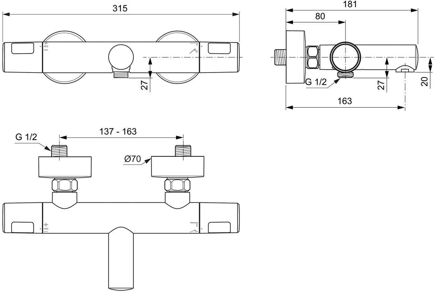 Ideal Standard T25 Badearmatur Aufputz